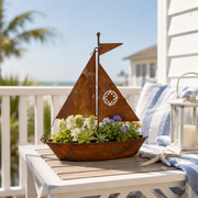 Rustic Sailboat Metal Planter