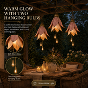 🌸✨ Set of 3 Vintage Hanging Flower Lights – Warm Glow Garden & Patio Decor