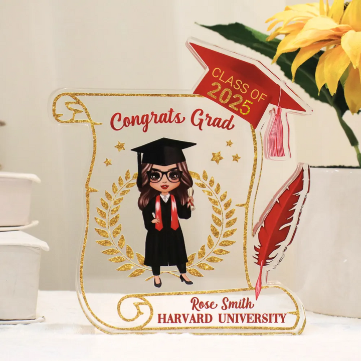 Class of 2025 Graduation - Personalized Acrylic Plaque Custom Shape - Gift For Her, Daughter, Grad Ceremony, Commencement