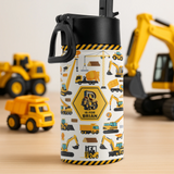 Construction Vehicles, Unicorn Letter - Personalized Kids Stainless Steel Water Bottle - Custom Gift For Back To School, First Day of School - Student, Son, Daughter | Kindergarten, Pre-K, Preschool