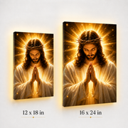 LED Jesus Prayer Canvas/Mica – Crown of Thorns Christian Wall Art with Hidden Backlight