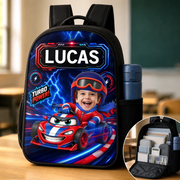 Custom Photo Kids Cruising Into Fun -  Personalized Kid Backpack - Gift For Back To School, First Day of School - Student, Son, Daughter | Kindergarten, Pre-K, Preschool