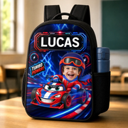 Custom Photo Kids Cruising Into Fun -  Personalized Kid Backpack - Gift For Back To School, First Day of School - Student, Son, Daughter | Kindergarten, Pre-K, Preschool