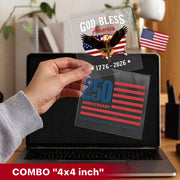 God Bless America Eagle Cross 1776–2026 – Waterproof Christian Sticker for Car, Laptop, Water Bottle & More