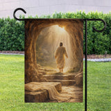 Resurrection Morning – Jesus Walks from the Tomb Easter Garden Flag