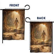 Resurrection Morning – Jesus Walks from the Tomb Easter Garden Flag