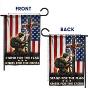 Patriotic Soldier Prayer Cross Garden Flag