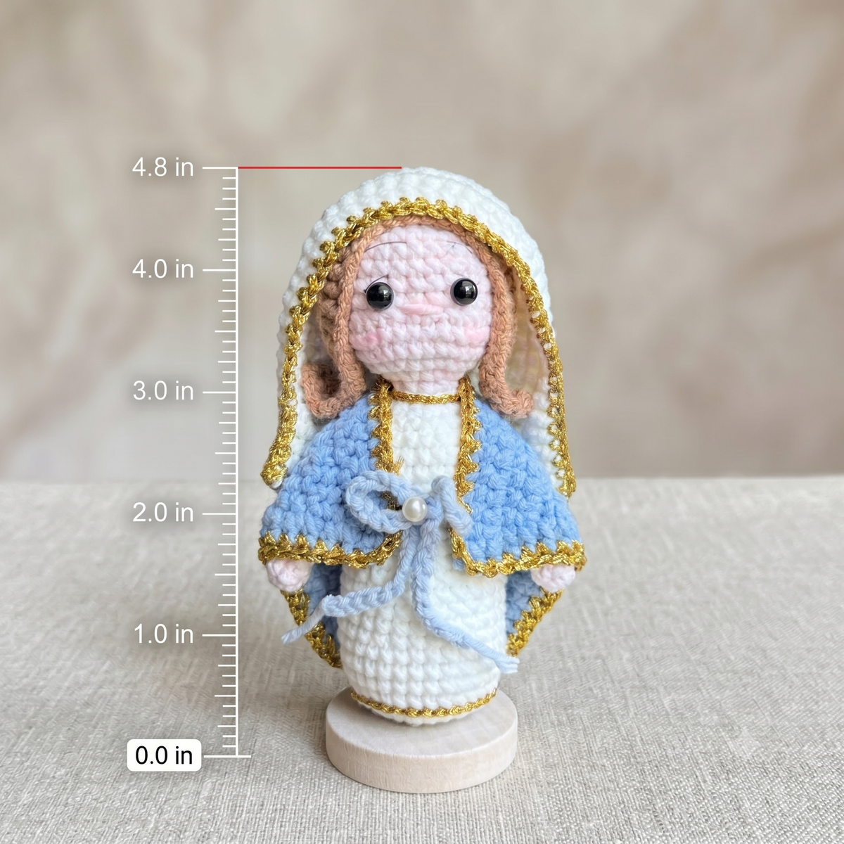 Faith-Inspired Handmade Virgin Mary Crochet Doll - 4.8in