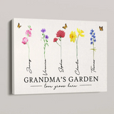 Grandma‘s Garden Love Grows Here Watercolor Birth Month Flower - Personalized Poster/Canvas Prints - Gift For Grandma, Mom