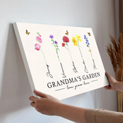 Grandma‘s Garden Love Grows Here Watercolor Birth Month Flower - Personalized Poster/Canvas Prints - Gift For Grandma, Mom