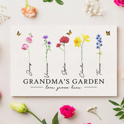 Grandma‘s Garden Love Grows Here Watercolor Birth Month Flower - Personalized Poster/Canvas Prints - Gift For Grandma, Mom
