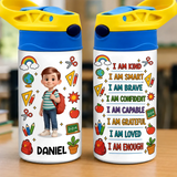 Happy Mind Happy Heart Kids Back To School - Personalized Kids Insulated Water Bottle - Gift For Back To School, First Day of School - Student, Son, Daughter | Kindergarten, Pre-K, Preschool