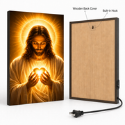 LED Sacred Heart of Jesus Canvas/Mica – Glowing Christian Wall Art with Hidden Backlight