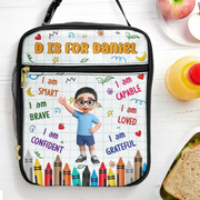I Am Brave Kind & Smart -  Personalized Kids Lunch Bag - Gift For Back To School, First Day of School - Student, Son, Daughter | Kindergarten, Pre-K, Preschool