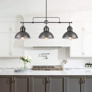 Industrial 3-light Island Pot Lid Dome Pendant