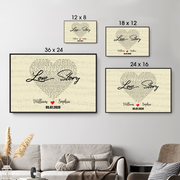 Couple's Anniversary Song Lyrics Canvas: Custom Heart Shaped First Dance Wall Art - Meaningful Wedding or Valentine's Day Gift for Husband & Wife