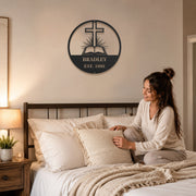 Personalized Custom Cross and Bible Metal Wall Art Sign – Christian Family Name Monogram Plaque Rustic Religious Home Decor Gift