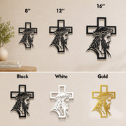 Jesus with Crown of Thorns Cross Metal Wall Art – Christian Religious Home Decor