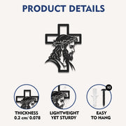 Jesus with Crown of Thorns Cross Metal Wall Art – Christian Religious Home Decor