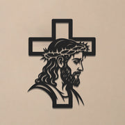 Jesus with Crown of Thorns Cross Metal Wall Art – Christian Religious Home Decor