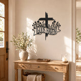 Jesus With Cross Metal Wall Art God Is Heaven Christian Religious Home Decor Sign