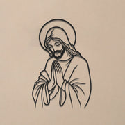 Praying Jesus Line Art Wall Decor Christian Minimalist Religious Home Decoration