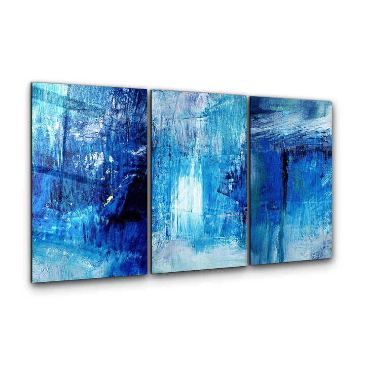 Blue Fall- Trio | Glass Wall Art