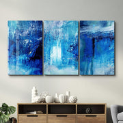Blue Fall- Trio | Glass Wall Art