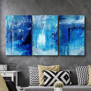 Blue Fall- Trio | Glass Wall Art