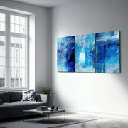 Blue Fall- Trio | Glass Wall Art