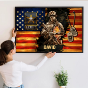 Soldier American Rustic Flag - Personalized Canvas Prints - Gift For Military Veteran Dad Grandpa Veteran