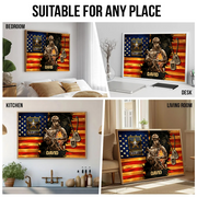 Soldier American Rustic Flag - Personalized Canvas Prints - Gift For Military Veteran Dad Grandpa Veteran