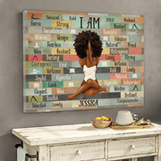I Am Black Woman Yoga Pose - Personalized Canvas Prints Gift for Black Woman, Black Girl - Black History Month, Juneteenth | Custom Black Art, African American
