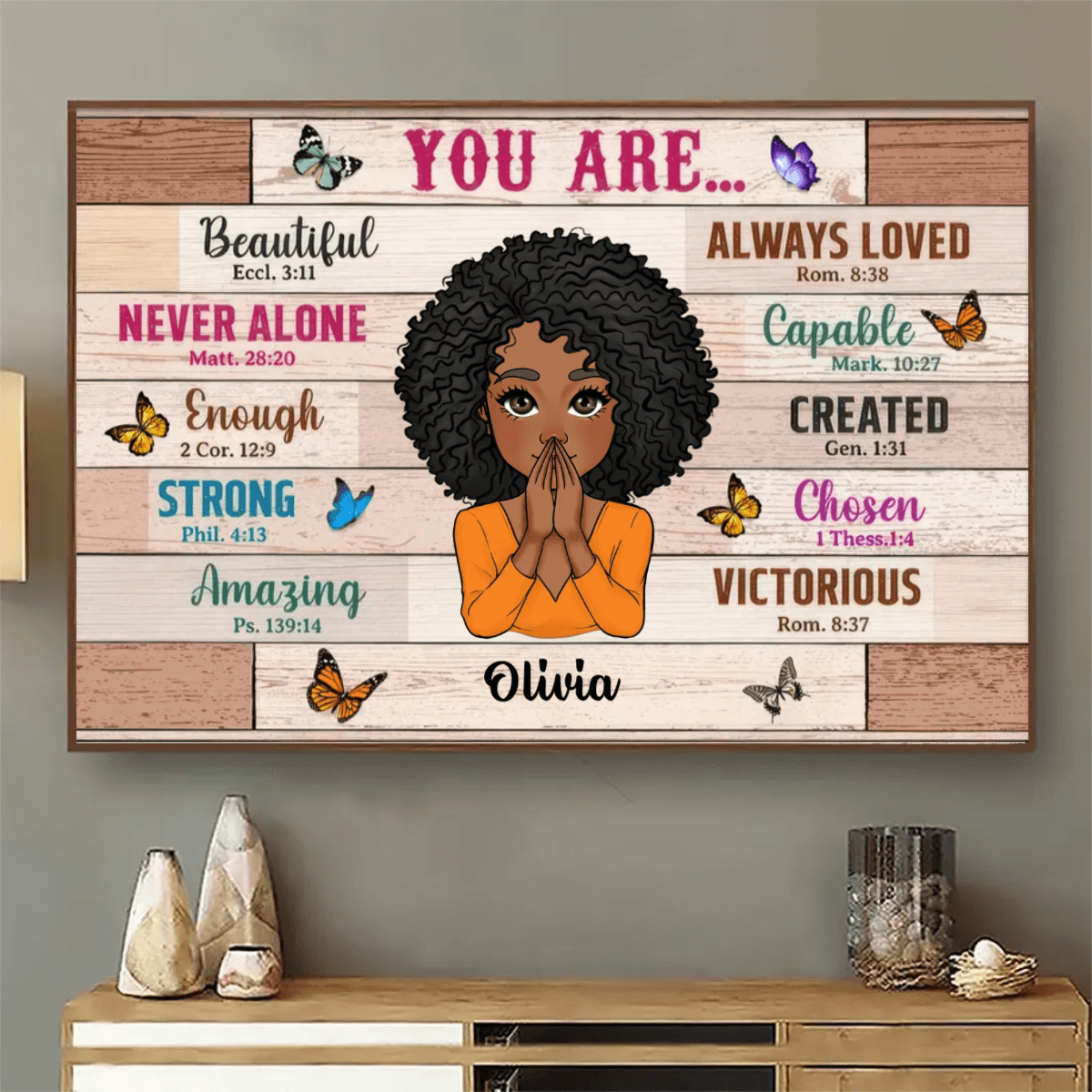 Custom Inspirational Wall Art - Bible Verses - Personalized Canvas Prints Gift for Women, Mom, Wife, Daughter, Girlfriend, Christian