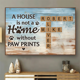 Home With Paw Prints Pet Crossword Puzzle Art - Personalized Horizontal Canvas Prints - Gift For Dog Lovers, Cat Lovers, Pet Lovers