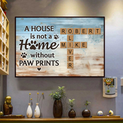 Home With Paw Prints Pet Crossword Puzzle Art - Personalized Horizontal Canvas Prints - Gift For Dog Lovers, Cat Lovers, Pet Lovers