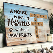 Home With Paw Prints Pet Crossword Puzzle Art - Personalized Horizontal Canvas Prints - Gift For Dog Lovers, Cat Lovers, Pet Lovers