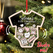 Custom Baby's First Christmas 2025 - Personalized Shaker Ornament - Customized Baby Name, New 1st Baby Gift, Baby Keepsake, 4D Shake Babies Ornament