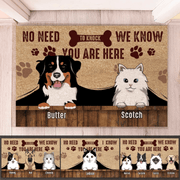 No need to knock We know you're here - Personalized Doormat - Custom Gifts for Pet Lovers & Owners | Dog, Cat Mom & Dad | Housewarming