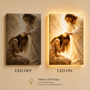 LED Jesus Healing Touch Canvas/Mica – Christian Wall Art with Hidden Backlight