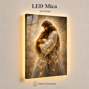 LED Jesus Embrace of Healing Canvas/Mica – Christian Wall Art with Hidden Backlight