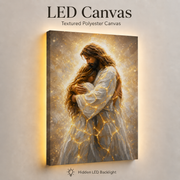 LED Jesus Embrace of Healing Canvas/Mica – Christian Wall Art with Hidden Backlight