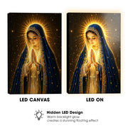 LED Mother Mary Prayer Canvas/Mica – Christian Wall Art with Hidden Backlight