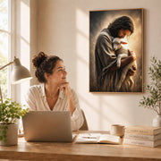 Jesus Holding the Lost Lamb Poster/Canvas