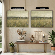 Wildflower Meadow Landscape Wall Art Peaceful Field Nature Wall Art Poster/Canvas