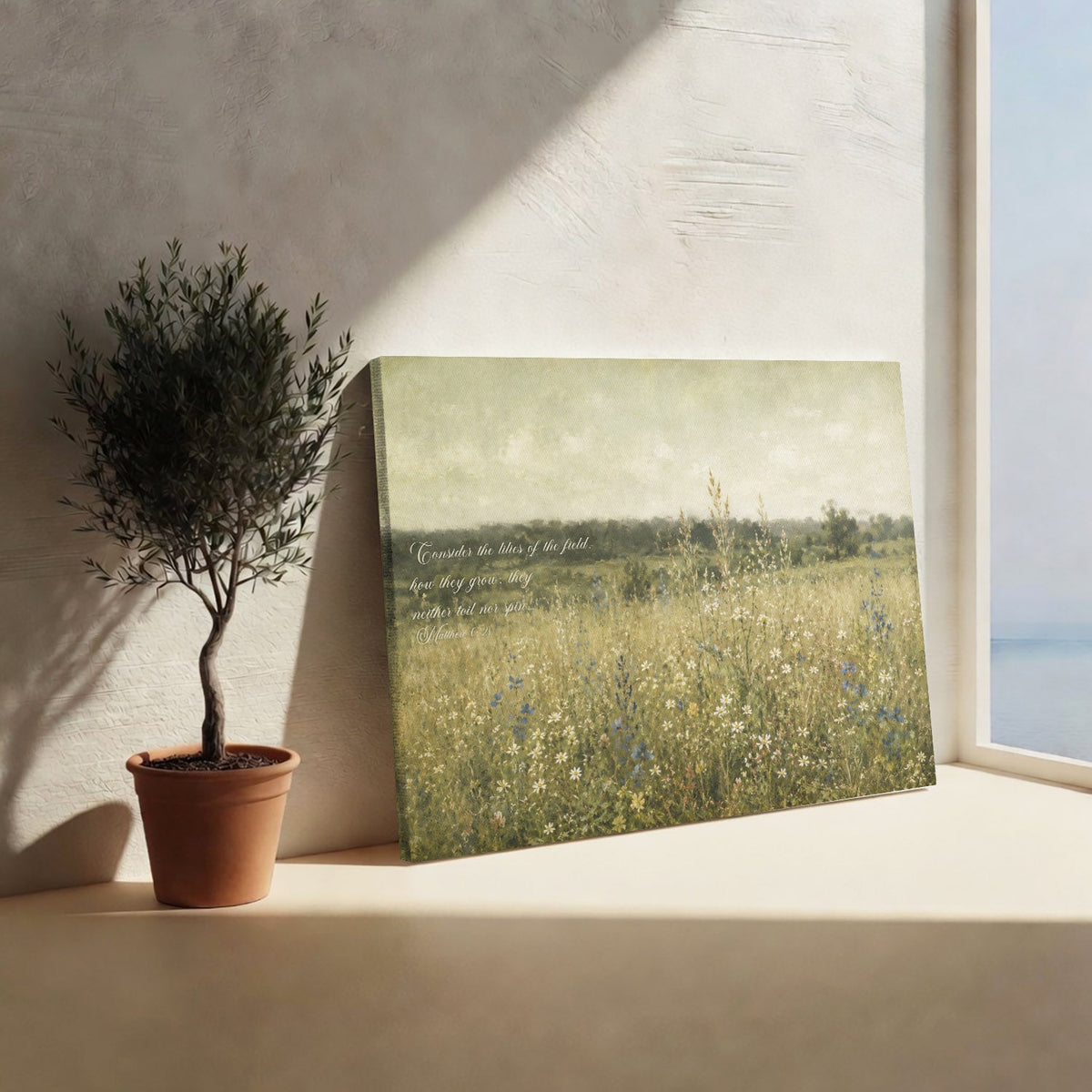 Wildflower Meadow Landscape Wall Art Peaceful Field Nature Wall Art Poster/Canvas