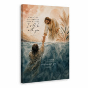 When You Go Through Deep Waters Jesus Rescue Christian Wall Art Poster/Canvas