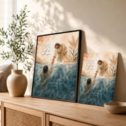 When You Go Through Deep Waters Jesus Rescue Christian Wall Art Poster/Canvas