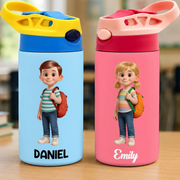 Ready To Learn Kids Back To School - Personalized Kids Insulated Water Bottle - Gift For Back To School, First Day of School - Student, Son, Daughter | Kindergarten, Pre-K, Preschool