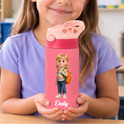 Ready To Learn Kids Back To School - Personalized Kids Insulated Water Bottle - Gift For Back To School, First Day of School - Student, Son, Daughter | Kindergarten, Pre-K, Preschool